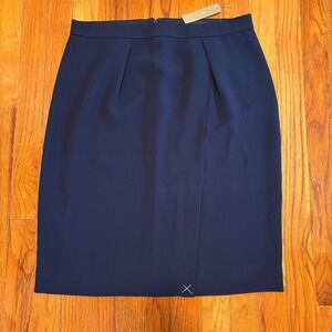 J Crew Sz 8 Navy Blue Skirt Lined Machine Wash Business Career Capsule NEW